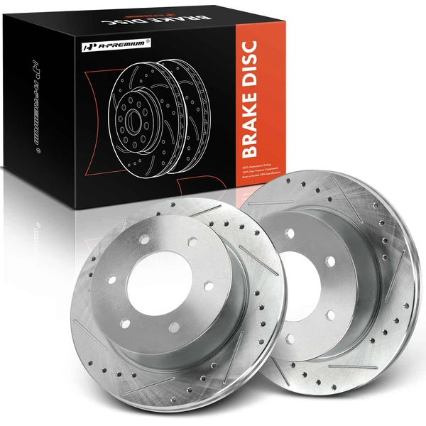 2 Pcs Rear Drilled Brake Rotors for 2021-2023 Ford Bronco