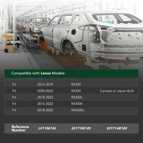 Rear Bumper Reinforcement for 2018-2022 Lexus RX350L