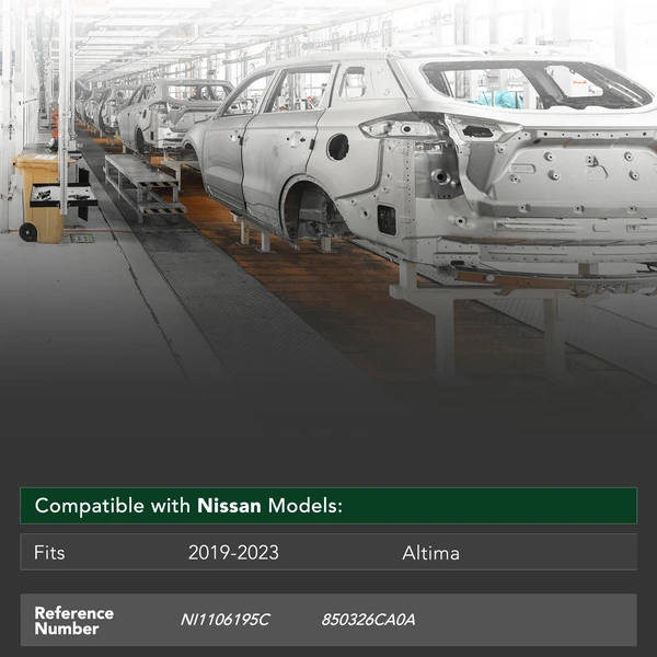 Rear Bumper Reinforcement with CAPA for Nissan Altima 2019-2025 GAS DOHC Steel