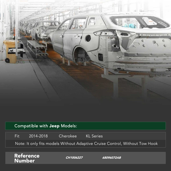 Front Bumper Reinforcement with Connecting Plate for Jeep Cherokee 2014-2018 Aluminum