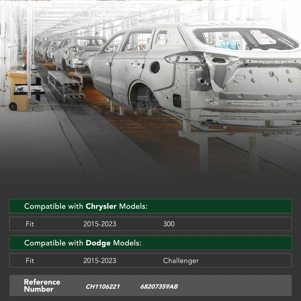 Rear Bumper Reinforcement for Dodge Challenger Chrysler 300 2015-2023 Aluminum