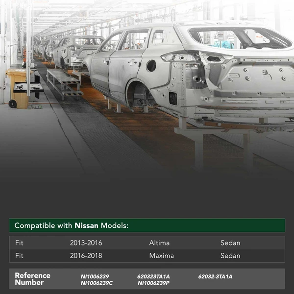 Front Bumper Reinforcement Beam for Nissan Altima 2013-2016 Maxima 2016-2018 Aluminum