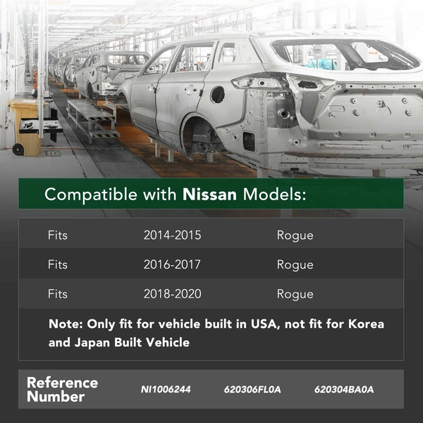 Front Bumper Face Bar Reinforcement for 2014-2020 Nissan Rogue