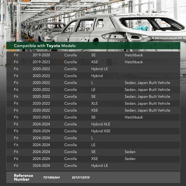 Front Bumper Reinforcement for 2019-2024 Toyota Corolla
