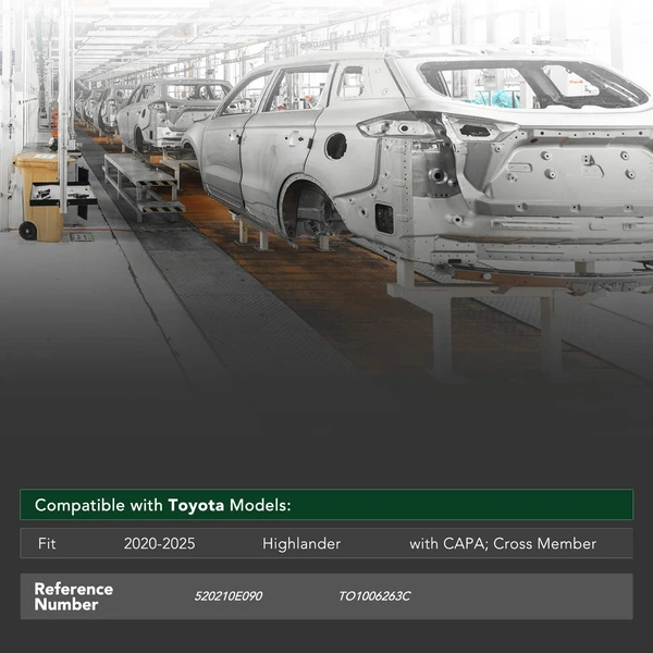 Front Bumper Reinforcement with CAPA for Toyota Highlander 2020-2025 Aluminum