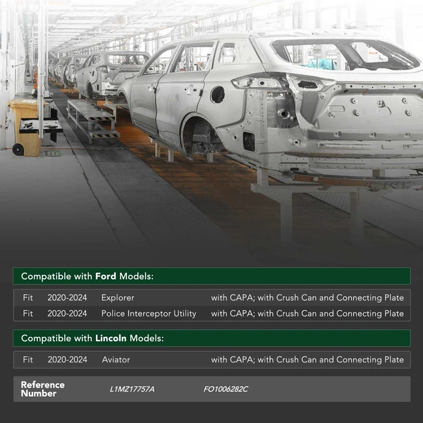 Front Bumper Reinforcement with CAPA for Ford Explorer Lincoln Aviator Aluminum