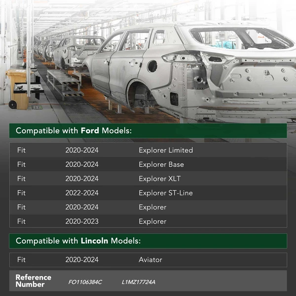 Rear Bumper Reinforcement with CAPA for Ford Explorer Lincoln Aviator 2020-2024 Steel