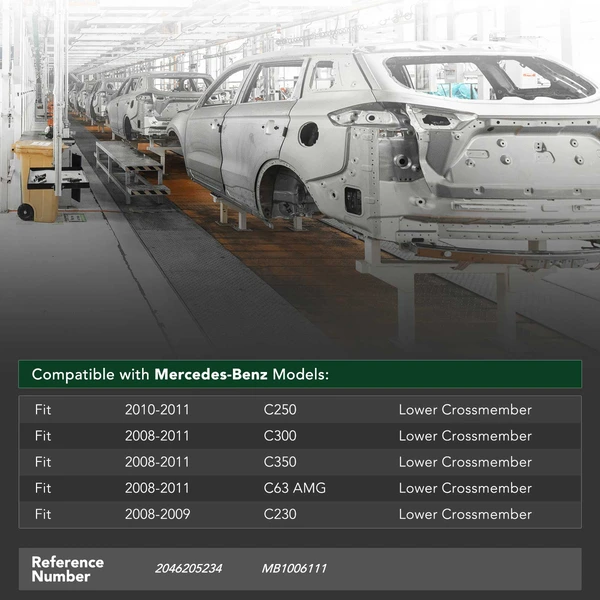 Front Bumper Reinforcement Lower Crossmember for Mercedes-Benz C-Class Aluminum