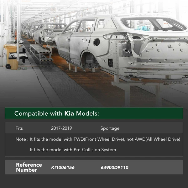 Front Bumper Reinforcement for Kia Sportage 2017-2019 FWD with Pre-Collision System