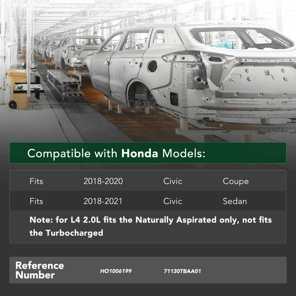 Aluminum Front Bumper Reinforcement for Honda Civic 2018-2021 Coupe Sedan