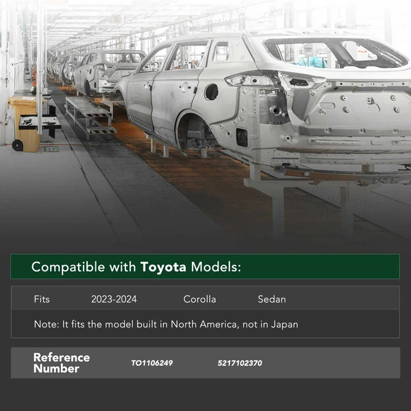 Rear Bumper Reinforcement for Toyota Corolla 2023-2024 Steel North America Built