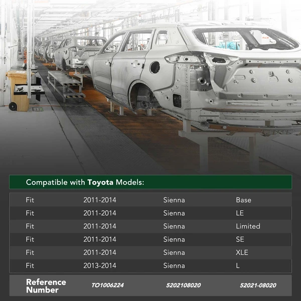 Front Bumper Reinforcement for 2011-2014 Toyota Sienna