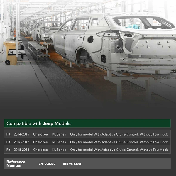 Front Bumper Reinforcement with Crush Can for 2014-2018 Jeep Cherokee