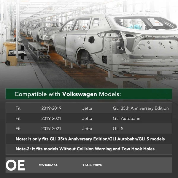 Front Bumper Face Bar Reinforcement for 2019-2021 Volkswagen Jetta