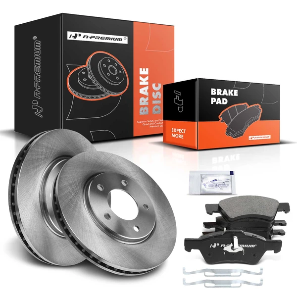 2001-2007 Dodge Grand Caravan Disc Brake Rotors and Ceramic Pads Kit, 6 Pcs, Front Driver & Passenger, A-Premium, APBRPR133