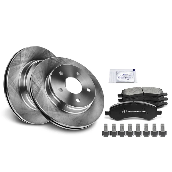 2006-2010 Dodge Ram 1500 Disc Brake Rotors and Ceramic Pads Kit, 6 Pcs, Front Driver & Passenger, A-Premium, APBRPR318