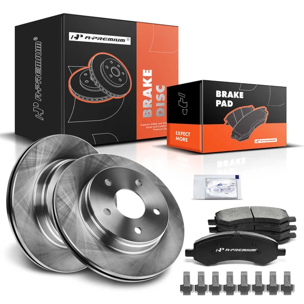 2006-2010 Dodge Ram 1500 Disc Brake Rotors and Ceramic Pads Kit, 6 Pcs, Front Driver & Passenger, A-Premium, APBRPR318