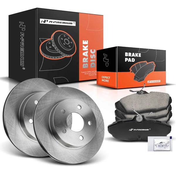 Disc Brake Rotors and Ceramic Pads Kit, 6 Pcs, Rear Driver & Passenger, A-Premium, APBRPR1204