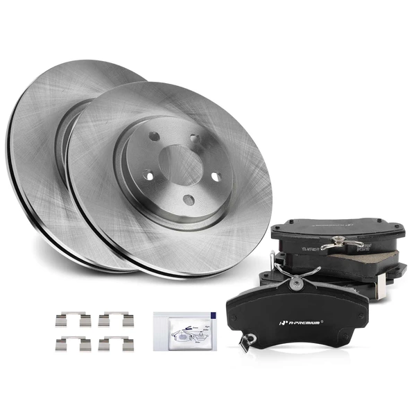 2001-2010 Chrysler PT Cruiser Disc Brake Rotors and Ceramic Pads Kit, 6 Pcs, Front Driver & Passenger, A-Premium, APBRPR1286