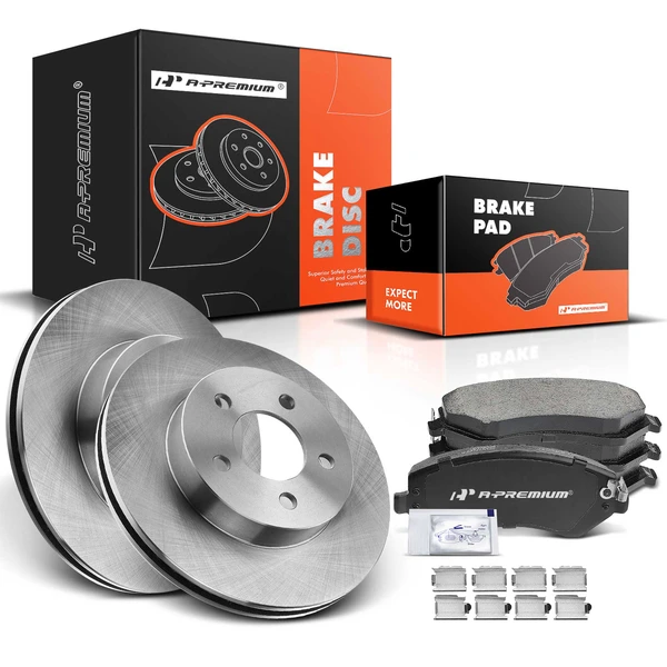 2002-2007 Jeep Liberty Disc Brake Rotors and Ceramic Pads Kit, 6 Pcs, Front Driver & Passenger, A-Premium, APBRPR131