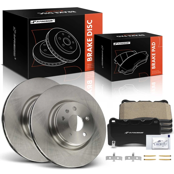 2017-2021 Tesla X Disc Brake Rotors and Ceramic Pads Kit, 6 Pcs, Front Driver & Passenger, A-Premium, APBRPR1379