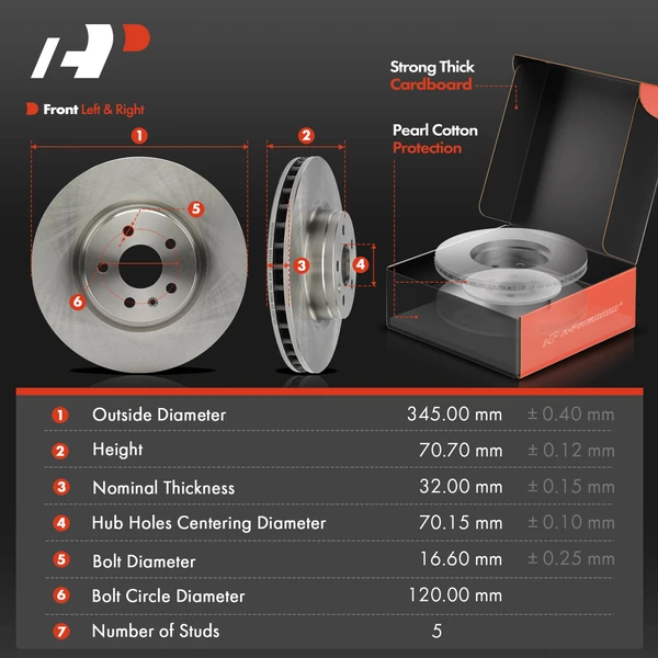 Disc Brake Rotors and Ceramic Pads Kit, 6 Pcs, Front Driver & Passenger, A-Premium, APBRPR1379
