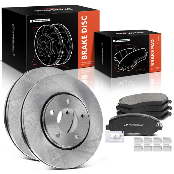 2001-2003 Chrysler Voyager Disc Brake Rotors and Ceramic Pads Kit, 6 Pcs, Front Driver & Passenger, A-Premium, APBRPR1738
