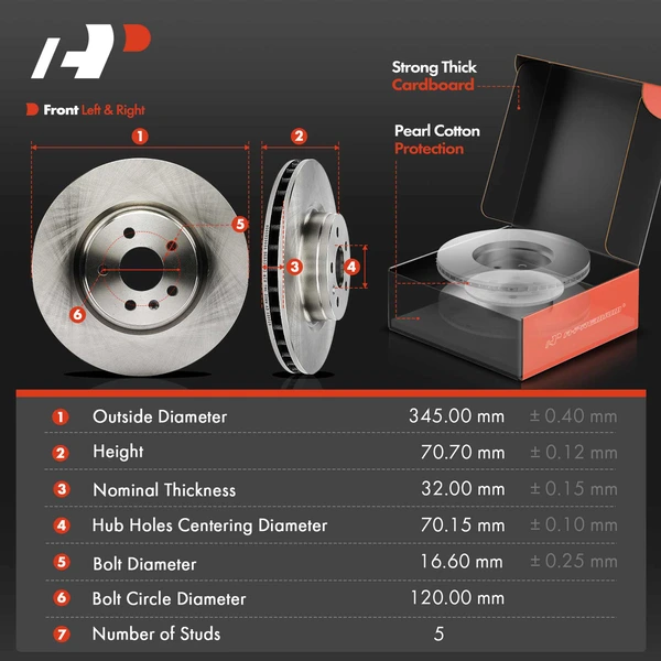 Disc Brake Rotors and Ceramic Pads Kit, 6 Pcs, Front Driver & Passenger, A-Premium, APBRPR1380