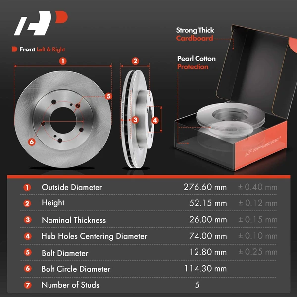 Disc Brake Rotors and Ceramic Pads Kit, 6 Pcs, Front Driver & Passenger, A-Premium, APBRPR1130