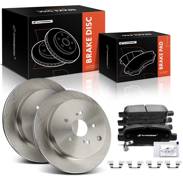 2009-2013 Suzuki Grand Vitara Disc Brake Rotors and Ceramic Pads Kit, 6 Pcs, Rear Driver & Passenger, A-Premium, APBRPR1392