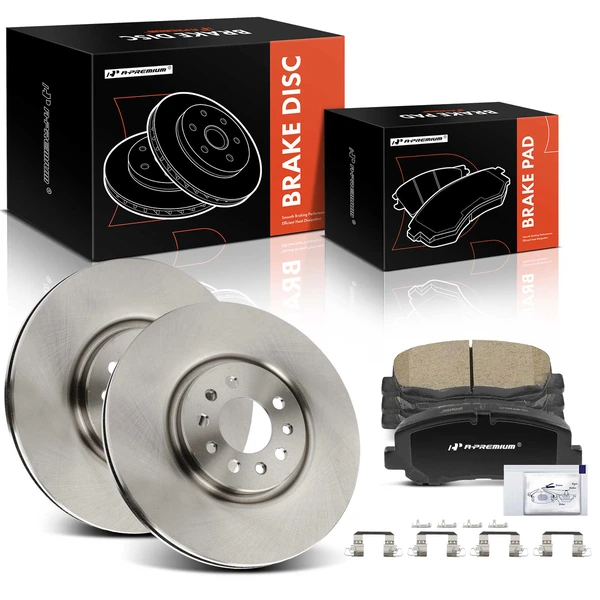 2018-2022 Jeep Cherokee Disc Brake Rotors and Ceramic Pads Kit, 6 Pcs, Front Driver & Passenger, A-Premium, APBRPR1394