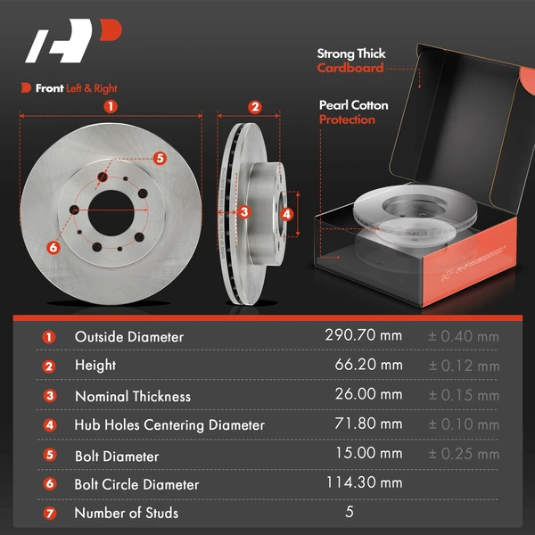 Disc Brake Rotors and Ceramic Pads Kit, 6 Pcs, Front Driver & Passenger, A-Premium, APBRPR1708