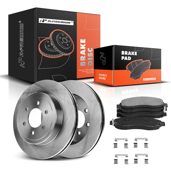 2003-2004 Dodge Dakota Disc Brake Rotors and Ceramic Pads Kit, 6 Pcs, Front Driver & Passenger, A-Premium, APBRPR004