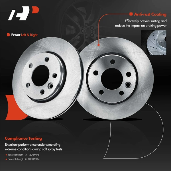 Disc Brake Rotors and Ceramic Pads Kit, 6 Pcs, Rear Driver & Passenger, A-Premium, APBRPR1397