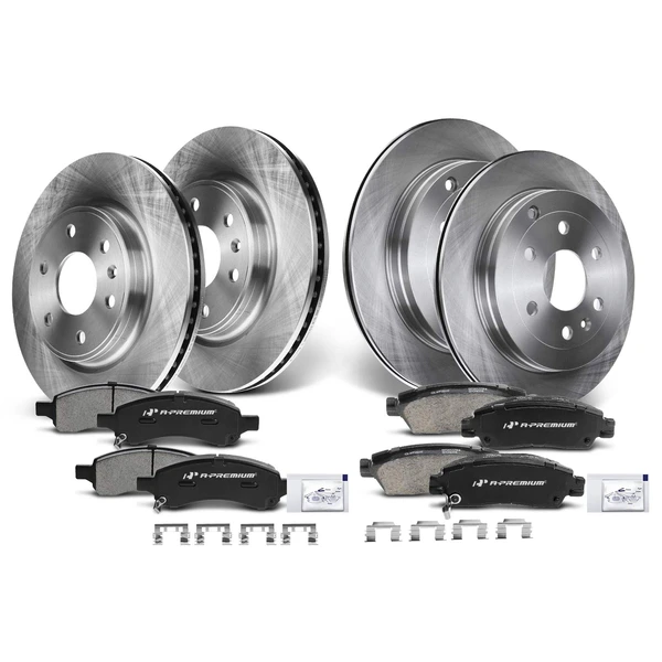 Disc Brake Rotors and Ceramic Pads Kit, 12 Pcs, Front & Rear, A-Premium, APBRPR135