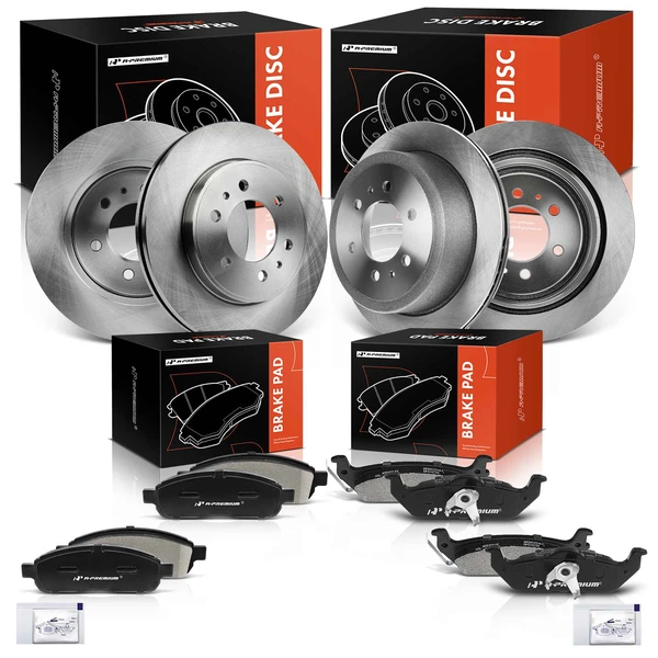 Disc Brake Rotors and Ceramic Pads Kit, 12 Pcs, Front & Rear, A-Premium, APBRPR1751