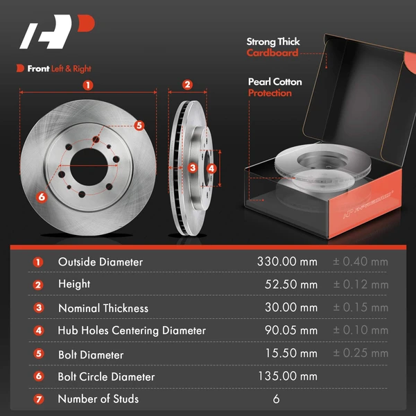 Disc Brake Rotors and Ceramic Pads Kit, 12 Pcs, Front & Rear, A-Premium, APBRPR1751