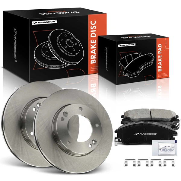 2007-2009 Kia Sorento Disc Brake Rotors and Ceramic Pads Kit, 6 Pcs, Front Driver & Passenger, A-Premium, APBRPR1400