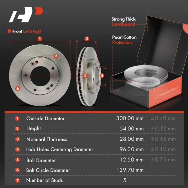 Disc Brake Rotors and Ceramic Pads Kit, 6 Pcs, Front Driver & Passenger, A-Premium, APBRPR1400