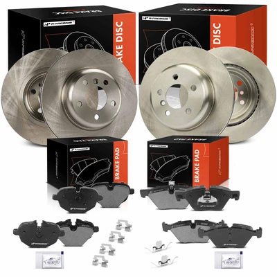 12 Pcs Front & Rear Disc Brake Rotors & Brake Pads