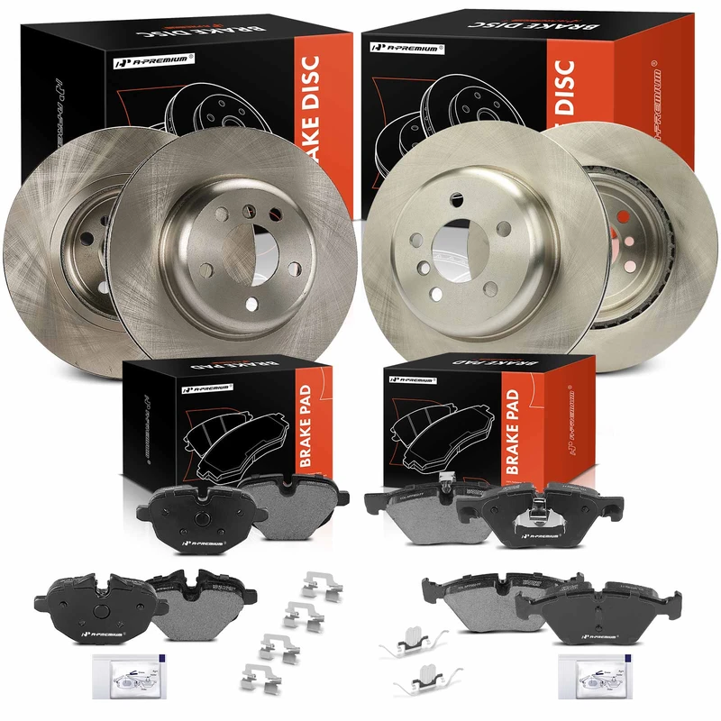 Brake Pad and Rotor Kit, 12 Pcs, Front & Rear, A-Premium, APBRPR1385