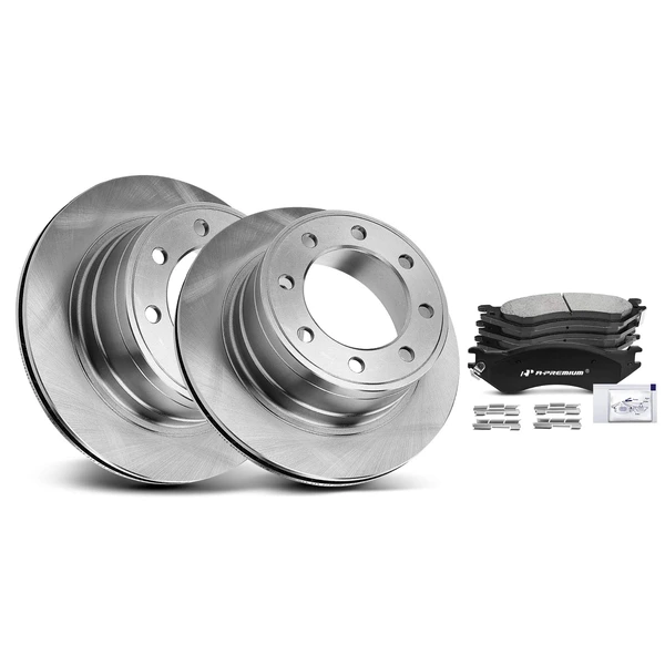 2006-2008 Dodge Ram 1500 Disc Brake Rotors and Ceramic Pads Kit, 6 Pcs, Rear Driver & Passenger, A-Premium, APBRPR1325