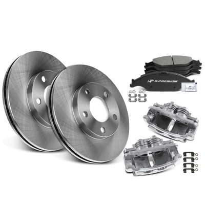 8 Pcs Front Disc Brake Rotor & Brake Pads + Brake Caliper