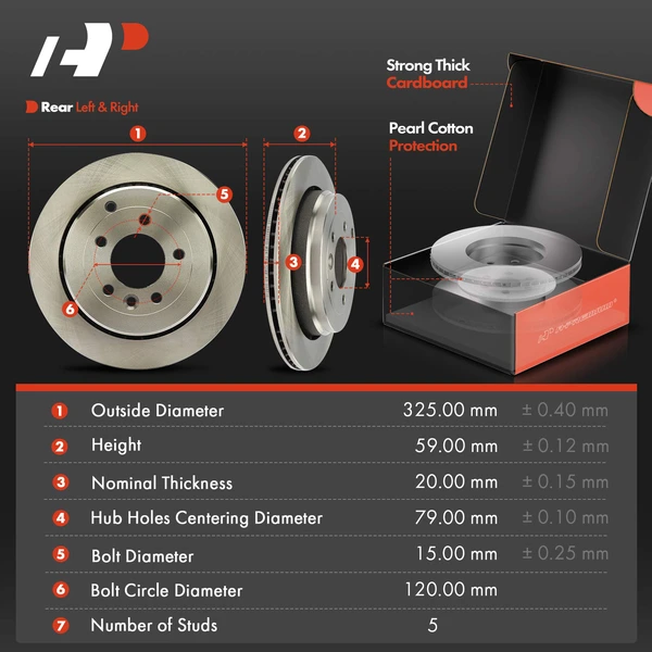 Disc Brake Rotors and Ceramic Pads Kit, 6 Pcs, Rear Driver & Passenger, A-Premium, APBRPR1387