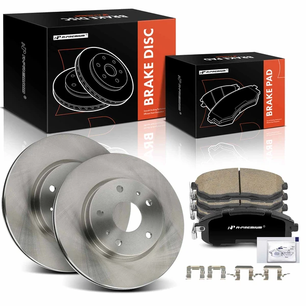 2012 Suzuki SX4 Crossover Disc Brake Rotors and Ceramic Pads Kit, 6 Pcs, Front Driver & Passenger, A-Premium, APBRPR1388
