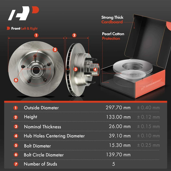 Disc Brake Rotors and Ceramic Pads Kit, 6 Pcs, Front Driver & Passenger, A-Premium, APBRPR1774