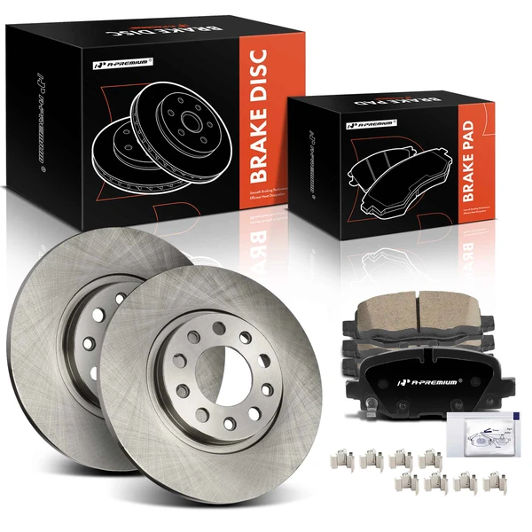 2015-2017 Chrysler 200 Disc Brake Rotors and Ceramic Pads Kit, 6 Pcs, Rear Driver & Passenger, A-Premium, APBRPR1389