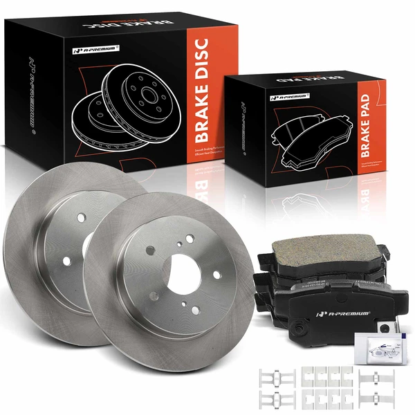 2012 Suzuki SX4 Crossover Disc Brake Rotors and Ceramic Pads Kit, 6 Pcs, Rear Driver & Passenger, A-Premium, APBRPR1390