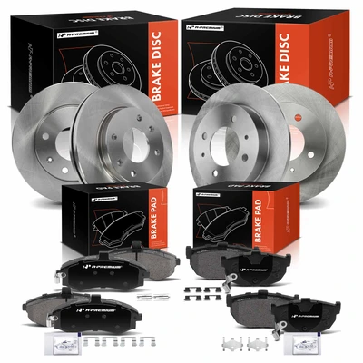 12 Pcs Front & Rear Disc Brake Rotors & Ceramic Brake Pads