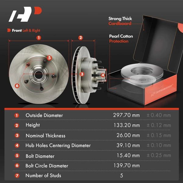 Disc Brake Rotors and Ceramic Pads Kit, 6 Pcs, Front Driver & Passenger, A-Premium, APBRPR1775